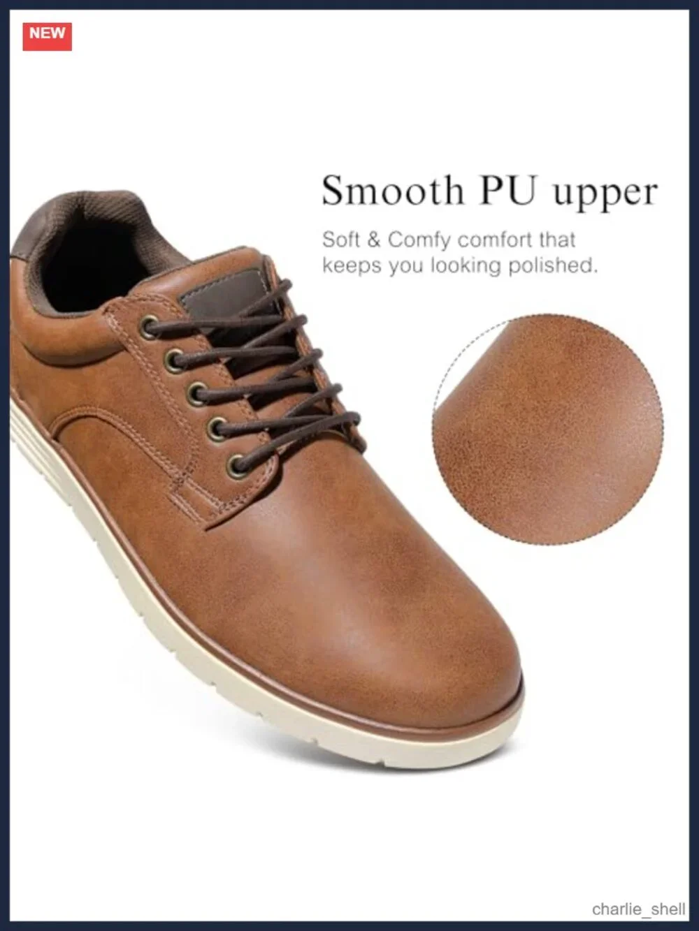Mens Lace Up Oxford Dress Shoes PU Upper Memory Foam Insole